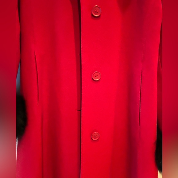 Stunning ❤️ Vintage ‼️ Wool & Cashmere Coat With Removable Fur Collar & Cuffs - Picture 9 of 11